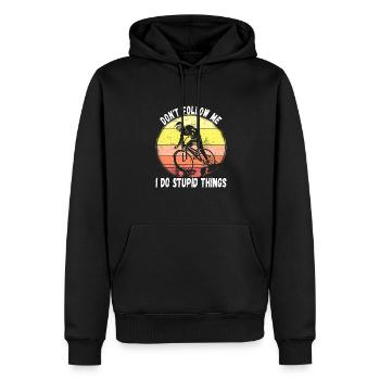 Ne me suivez pas, je fais des choses stupides en VTT - Sweat à capuche Premium bio Homme - noir - Devant - Nico (187cm)