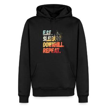 Manger Dormir Descente Répéter Montagnes Rétro Wave Vintage - Sweat à capuche Premium bio Homme - noir - Devant - Nico (187cm)