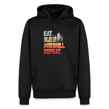 Manger Dormir Descente Répéter Montagnes Rétro Wave Vintage - Sweat à capuche Premium bio Homme - noir - Devant - Nico (187cm)