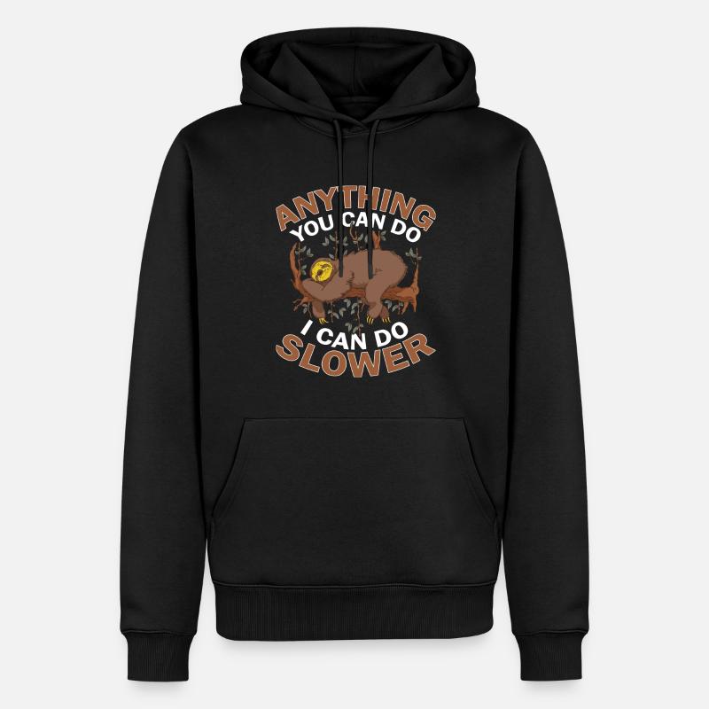 Faultier Schlaf Spruch - Männer Premium Bio Hoodie - Schwarz