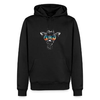 Giraffe mit cooler Sonnen Brille für Urlauber - Männer Premium Bio Hoodie - Schwarz - Vorne - Nico (187cm)