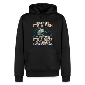 Pêche Pêche Pêcheur Pêche Canne à pêche - Sweat à capuche Premium bio Homme - noir - Devant - Nico (187cm)