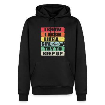 Pêche Pêche Pêcheur Pêche Canne à pêche - Sweat à capuche Premium bio Homme - noir - Devant - Nico (187cm)