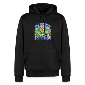 Zuhause ist wo mein Zelt steht - Campen Natur - Männer Premium Bio Hoodie - Schwarz - Vorne - Nico (187cm)