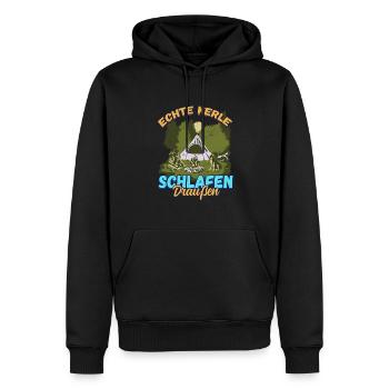 Echte Kerle Schlafen Draußen - Campen Zelten Natur - Männer Premium Bio Hoodie - Schwarz - Vorne - Nico (187cm)