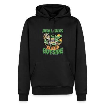 De vrais gars qui dorment dehors - Camping Camping Nature - Sweat à capuche Premium bio Homme - noir - Devant - Nico (187cm)