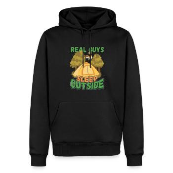 De vrais gars qui dorment dehors - Camping Camping Nature - Sweat à capuche Premium bio Homme - noir - Devant - Nico (187cm)
