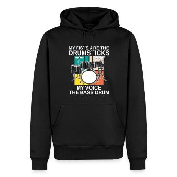 Batteur Drumsticks Drums Musiciens - Sweat à capuche Premium bio Homme - noir - Devant - Nico (187cm)
