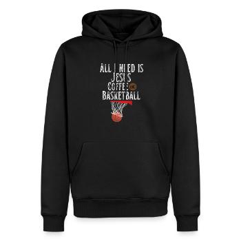 Ich brauche es, es ist Kaffee und Basketball - Männer Premium Bio Hoodie - Schwarz - Vorne - Nico (187cm)