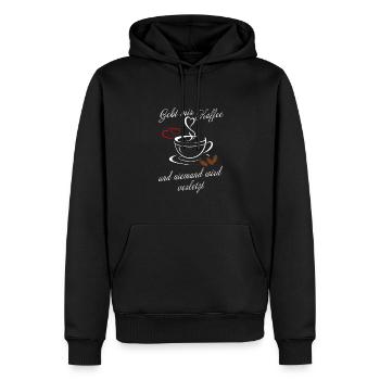 Gebt mir Kaffee und niemand wird verletzt - Männer Premium Bio Hoodie - Schwarz - Vorne - Nico (187cm)