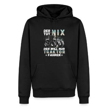 Der tut nix der will nur Traktor fahren Landwirt - Männer Premium Bio Hoodie - Schwarz - Vorne - Nico (187cm)