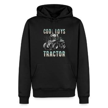 Coole Jungs fahren Traktor Trecker Junge Bauernhof - Männer Premium Bio Hoodie - Schwarz - Vorne - Nico (187cm)