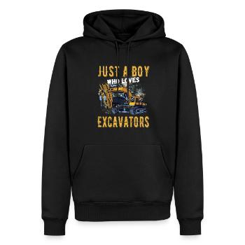 Seulement un garçon qui aime les excavatrices - Sweat à capuche Premium bio Homme - noir - Devant - Nico (187cm)