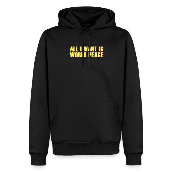 Tout ce que je veux, c’est la paix dans le monde - Sweat à capuche Premium bio Homme - noir - Devant - Nico (187cm)