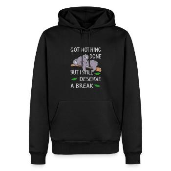 Je n’ai rien fait mais je mérite quand même une pause - Sweat à capuche Premium bio Homme - noir - Devant - Nico (187cm)