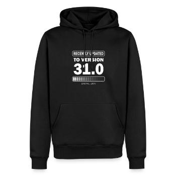 recently updated to version 31 - Gamer Geburtstag - Männer Premium Bio Hoodie - Schwarz - Vorne - Nico (187cm)