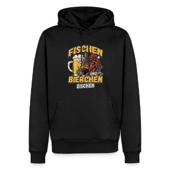 Fischen und Bierchen zischen Angeln Angler Spruch - Männer Premium Bio Hoodie - Schwarz - Vorne - Nico (187cm)