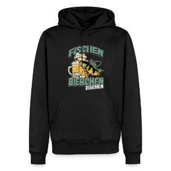 Fischen und Bierchen zischen Angeln Angler Spruch - Männer Premium Bio Hoodie - Schwarz - Vorne - Nico (187cm)
