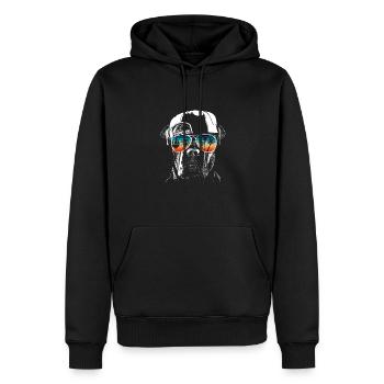 Dog with cool sunglasses for holidaymakers - Men’s Premium Organic Hoodie - black - Front - Nico (187cm)