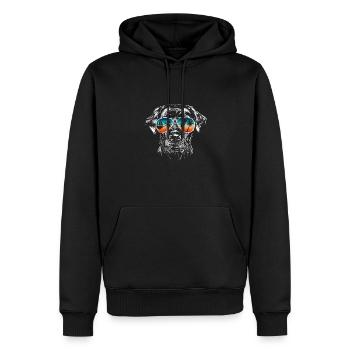 Dog with cool sunglasses for holidaymakers - Men’s Premium Organic Hoodie - black - Front - Nico (187cm)