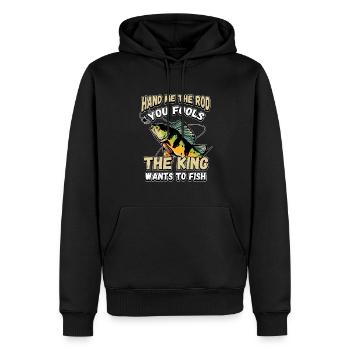 Hands Me The Rod Fools Le roi va pêcher - Sweat à capuche Premium bio Homme - noir - Devant - Nico (187cm)