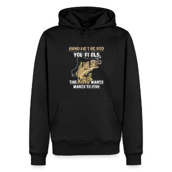 Hands Me The Rod Fools Le roi va pêcher - Sweat à capuche Premium bio Homme - noir - Devant - Nico (187cm)
