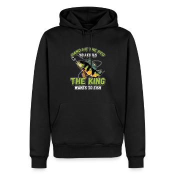 Hands Me The Rod Fools Le roi va pêcher - Sweat à capuche Premium bio Homme - noir - Devant - Nico (187cm)