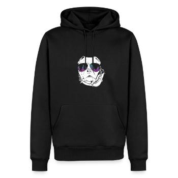 Hund mit Kopfhörer und cooler Musik Brille - Männer Premium Bio Hoodie - Schwarz - Vorne - Nico (187cm)