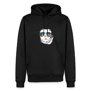 Hund mit cooler Sonnen Brille für Urlauber - Männer Premium Bio Hoodie - Schwarz - Vorne - Nico (187cm)