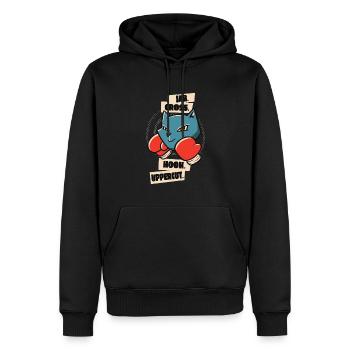 Jab Cross Hook Uppercut Cat Boxing Gloves Athlète - Sweat à capuche Premium bio Homme - noir - Devant - Nico (187cm)