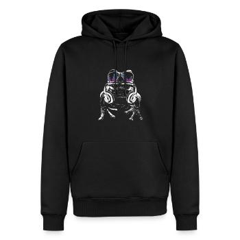 Grenouille avec des écouteurs et des lunettes de soleil cool - Sweat à capuche Premium bio Homme - noir - Devant - Nico (187cm)