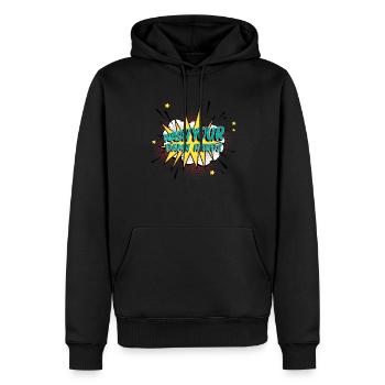 Lavez-vous les mains savon propre - Sweat à capuche Premium bio Homme - noir - Devant - Nico (187cm)