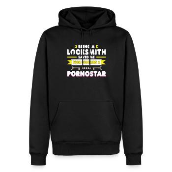 Technologie de sécurité de serrurier - Sweat à capuche Premium bio Homme - noir - Devant - Nico (187cm)