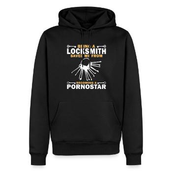 Technologie de sécurité de serrurier - Sweat à capuche Premium bio Homme - noir - Devant - Nico (187cm)