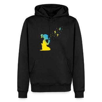 Pissenlit Fille Ukraine Liberté Drapeau ukrainien - Sweat à capuche Premium bio Homme - noir - Devant - Nico (187cm)