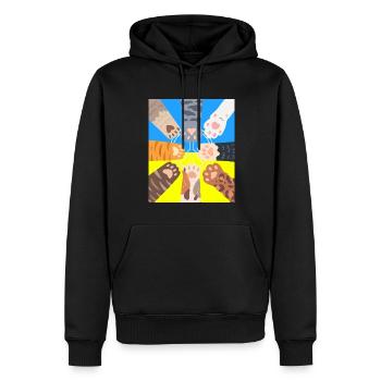 Signe de paix Cat Paws Drapeau ukrainien - Sweat à capuche Premium bio Homme - noir - Devant - Nico (187cm)