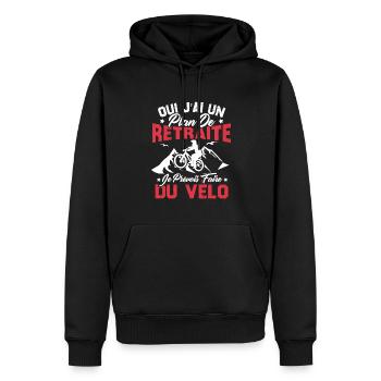 J'ai un plan de retraite je prévois faire du vélo - Sweat à capuche Premium bio Homme - noir - Devant - Nico (187cm)