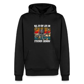 Mal Ordentlich am Stecker Ziehen! Witziger Spruch - Männer Premium Bio Hoodie - Schwarz - Vorne - Nico (187cm)