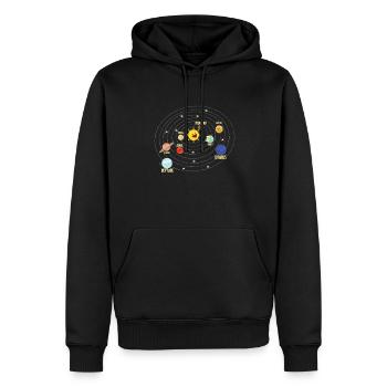 Astronaute Space Planet Système solaire - Sweat à capuche Premium bio Homme - noir - Devant - Nico (187cm)