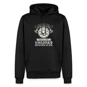 Ich Habe Zwei Titel Mama Und Schildmaid - Männer Premium Bio Hoodie - Schwarz - Vorne - Nico (187cm)
