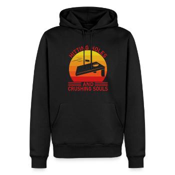 Cornhole Bean Bag Sackloch - Männer Premium Bio Hoodie - Schwarz - Vorne - Nico (187cm)