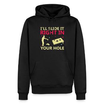 Cornhole Bean Bag Sackloch - Männer Premium Bio Hoodie - Schwarz - Vorne - Nico (187cm)