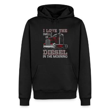 Ich Liebe Den Geruch Von Diesel Im Morning - Männer Premium Bio Hoodie - Schwarz - Vorne - Nico (187cm)