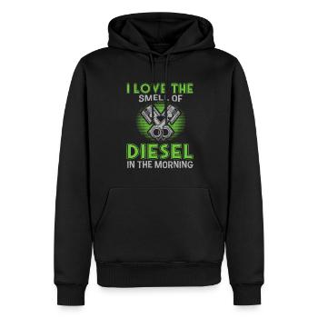 Ich Liebe Den Geruch Von Diesel Im Morning - Männer Premium Bio Hoodie - Schwarz - Vorne - Nico (187cm)