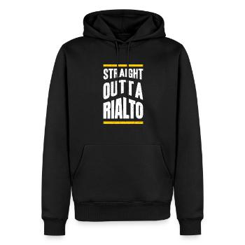 Straight from Rialto, California Hiking Nature - Men’s Premium Organic Hoodie - black - Front - Nico (187cm)