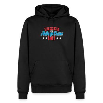 Adopte Adopte Père adopteur Mère adoptive - Sweat à capuche Premium bio Homme - noir - Devant - Nico (187cm)