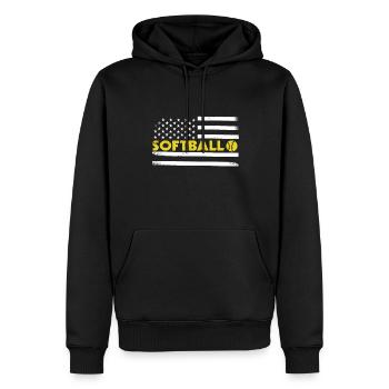 Drapeau américain de l’équipe patriotique de softball - Sweat à capuche Premium bio Homme - noir - Devant - Nico (187cm)