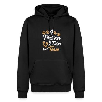 Vier Pfoten zwei Füße ein Team Mensch Hund Team - Männer Premium Bio Hoodie - Schwarz - Vorne - Nico (187cm)