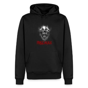 Free Hug’s Skull - Police sanglante Halloween - Sweat à capuche Premium bio Homme - noir - Devant - Nico (187cm)