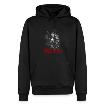 Free Hug’s Skull - Police sanglante Halloween - Sweat à capuche Premium bio Homme - noir - Devant - Nico (187cm)